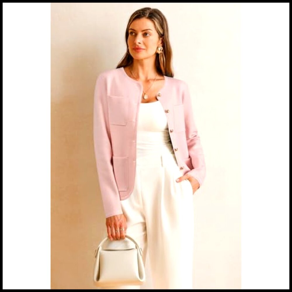 Wool Blend Blazer Jacket With Pockets Business Ca… - image 2